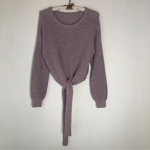 Hollister knit sweater front tie size small purple lilac Shaker Knit